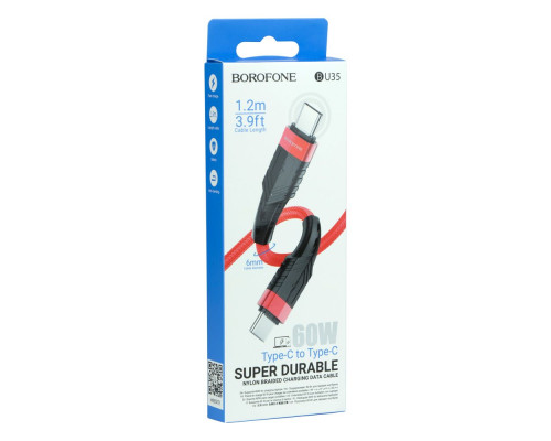 Кабель USB Borofone BU35 60W Type-C to Type-C 1,2m М'ята упаковка Колір Червоний 2020000477761