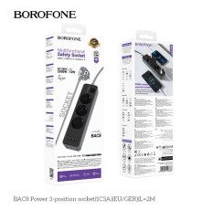 Мережевий Подовжувач Borofone BAC8 (1C3A)(EU)(L=2M) М'ята упаковка Колір Чорний 2020000494720 ma38861_3868645