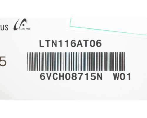 Матриця 11.6 LTN116AT06 (1366*768, 40pin, LED, SLIM (горизонтальні вушки), матова, роз'єм праворуч знизу, H=157mm) для ноутбука (renew) NBB-42554