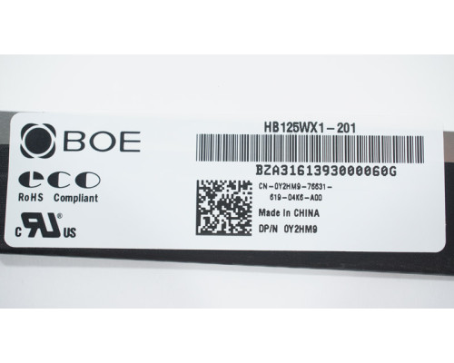 Матриця 12.5 HB125WX1-201 (1366*768, 30pin(eDP), LED, SLIM (горизонтальні вушки), матова, роз'єм праворуч знизу) для ноутбука (renew) NBB-68349