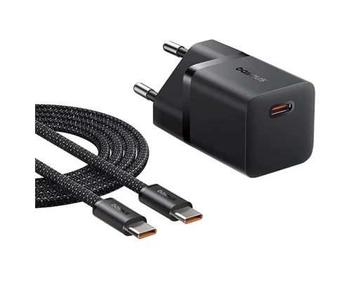 Зарядний пристрій Baseus GaN5 Mini 25W 3A USB-C з кабелем Type-C 100W black PLS-00-00138463