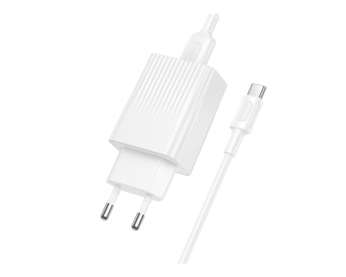 Зарядний пристрій Borofone BAS72A 18W 3A USB-A з кабелем A-C white PLS-00-00156104