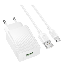 Зарядний пристрій Borofone BAS72A 18W 3A USB-A з кабелем A-C white PLS-00-00156104