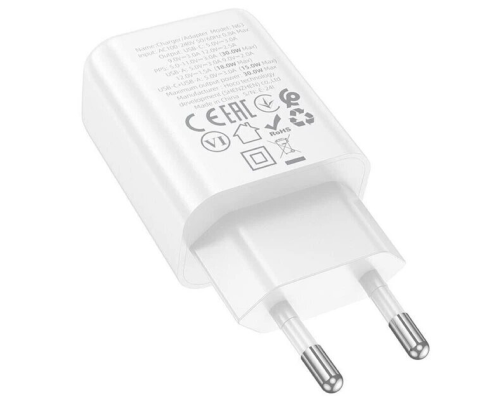 Зарядний пристрій Hoco N63 30W 3A USB-A+USB-C white PLS-00-00139491