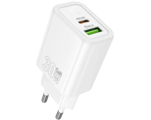 Зарядний пристрій Hoco N63 30W 3A USB-A+USB-C white PLS-00-00139491