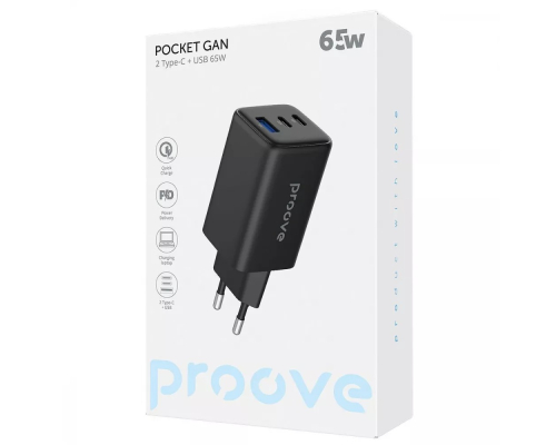 Зарядний пристрій Proove Pocket Gan 65W USB-A+2Type-C black PLS-00-00138621