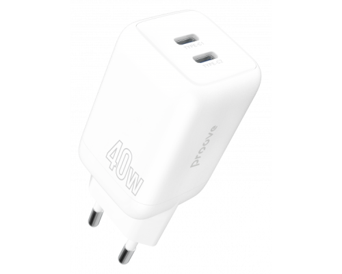 Зарядний пристрій Proove Silicone Power 40W 3A 2USB-C white PLS-00-00112609