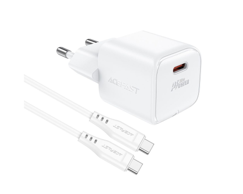 Зарядний пристрій Acefast A77 Mini 30W 3A USB-C з кабелем Type-C white PLS-00-00124997