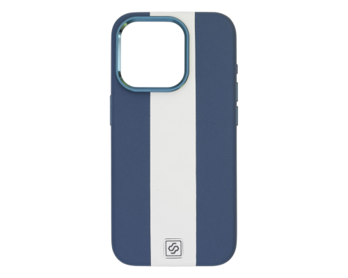 Чохол шкіряний Rally with Magnetic для iPhone 15 blue white PLS-00-00164591