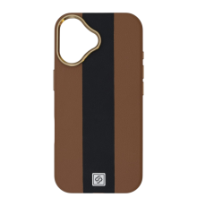 Чохол шкіряний Rally with Magnetic для iPhone 16 brown black PLS-00-00164612