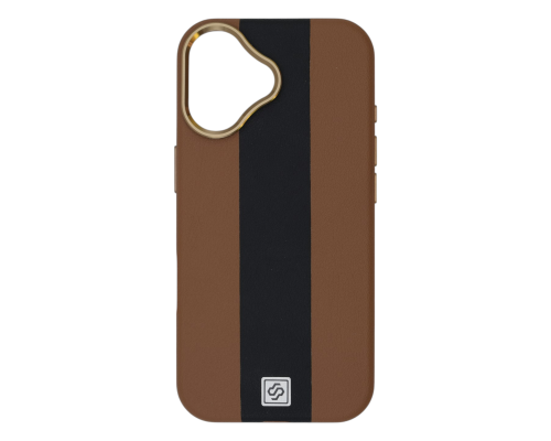 Чохол шкіряний Rally with Magnetic для iPhone 16 brown black PLS-00-00164612