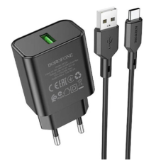 Зарядний пристрій Borofone BA72A 18W 3A USB-A з кабелем A-C black PLS-00-00120518