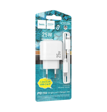 Зарядний пристрій Hoco CS53A 25W 3A 1USB-C з кабелем Lightning white PLS-00-00145525