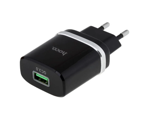 Зарядний пристрій Hoco C12Q 18W 3A 1USB-A black PLS-00-00053426