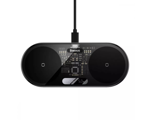 Бездротовий зарядний пристрій Baseus Digital LED Display 2в1 20W black PLS-00-00106801