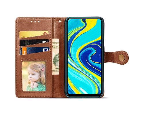 Чохол-книжка Leather GETMAN with card holder Xiaomi Redmi Note 9s brown PLS-00-00148427