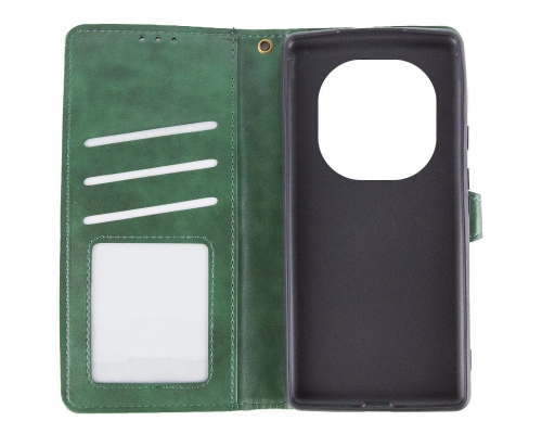 Чохол-книжка Leather GETMAN with card holder Xiaomi Redmi Note 14 Pro 4G green PLS-00-00148417