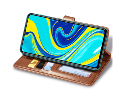 Чохол-книжка Leather GETMAN with card holder Xiaomi Redmi Note 9s brown PLS-00-00148427