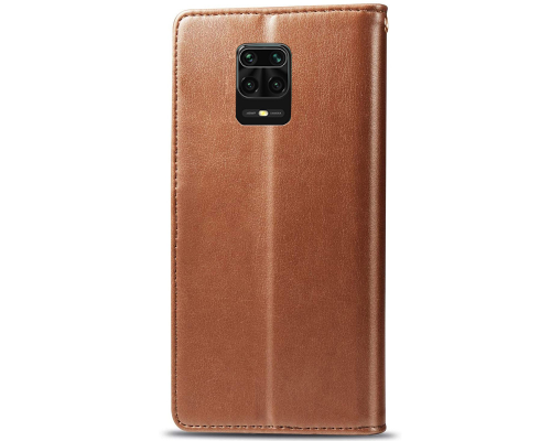 Чохол-книжка Leather GETMAN with card holder Xiaomi Redmi Note 9s brown PLS-00-00148427