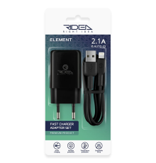Зарядний пристрій Ridea RW-11311 Element 10.5W 2.1A 1USB-A з кабелем Lightning black PLS-00-00123683