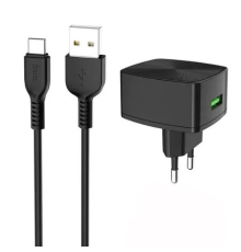 Зарядний пристрій Hoco C70A 18W 3A USB-A з кабелем A-C black PLS-00-00051034