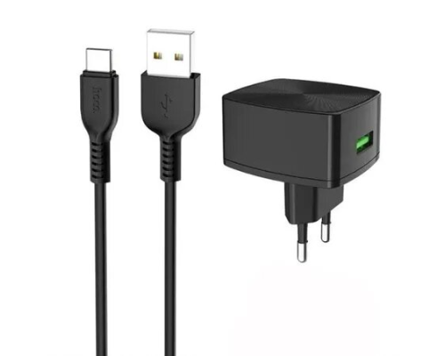 Зарядний пристрій Hoco C70A 18W 3A USB-A з кабелем A-C black PLS-00-00051034