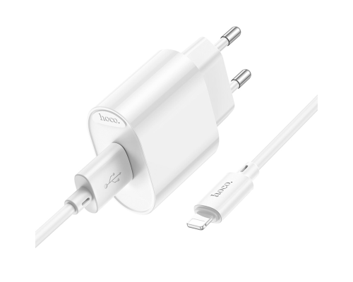 Зарядний пристрій Hoco C109A 10.5W 2.1A USB-A з кабелем Lightning white PLS-00-00149133