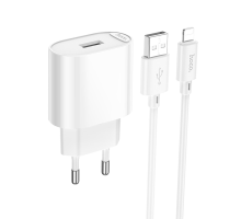 Зарядний пристрій Hoco C109A 10.5W 2.1A USB-A з кабелем Lightning white PLS-00-00149133