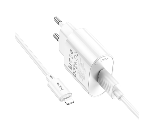 Зарядний пристрій Hoco C109A 10.5W 2.1A USB-A з кабелем Lightning white PLS-00-00149133