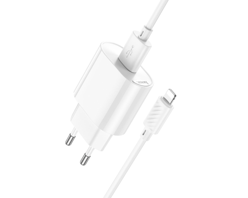 Зарядний пристрій Hoco C109A 10.5W 2.1A USB-A з кабелем Lightning white PLS-00-00149133