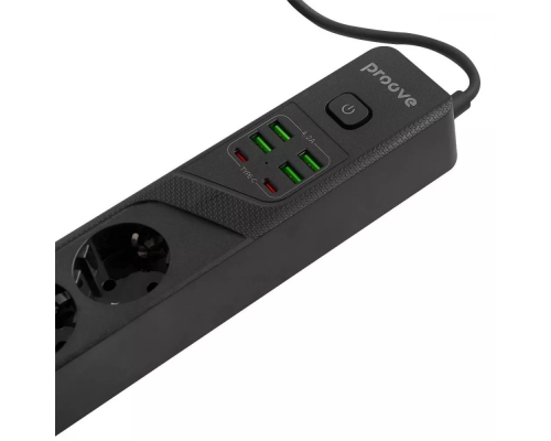 Мережевий фільтр Proove Power Socket P-04 (4 розетки+4 USB+2 Type-C) 2м black PLS-00-00137761