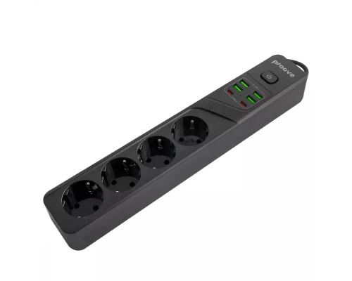Мережевий фільтр Proove Power Socket P-04 (4 розетки+4 USB+2 Type-C) 2м black PLS-00-00137761