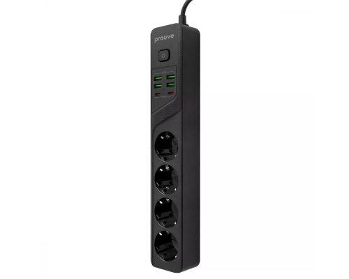 Мережевий фільтр Proove Power Socket P-04 (4 розетки+4 USB+2 Type-C) 2м black PLS-00-00137761