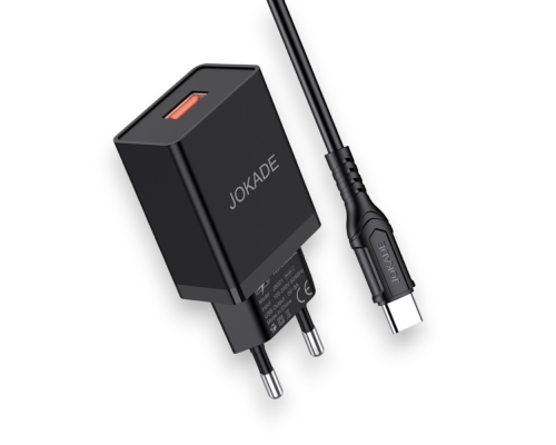 Зарядний пристрій Jokade JB048 1USB-A з кабелем Type-C black PLS-00-00139622