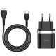 Зарядний пристрій Hoco C12Q 18W 3A 1USB-A з кабелем Type-C black PLS-00-00051006