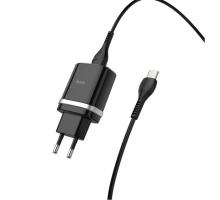 Зарядний пристрій Hoco C12Q 18W 3A 1USB-A з кабелем Type-C black PLS-00-00051006