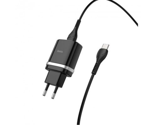 Зарядний пристрій Hoco C12Q 18W 3A 1USB-A з кабелем Type-C black PLS-00-00051006