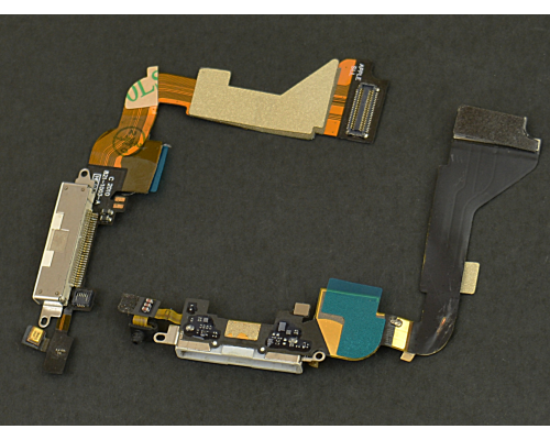 Шлейф iPhone 4 з роз'ємом зарядки white (Original Used) PLS-00-00005178