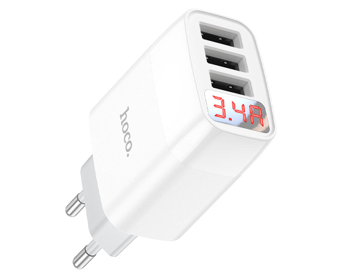 Зарядний пристрій Hoco C93A 17W 3.4A 3USB-A white PLS-00-00091696