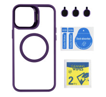 Чехол TPU+PC+Metal Stand Case with MagSafe and Camera Lenses для iPhone 12 Pro Max М'ята упаковка Dark Purple ma85207_220500 2020000506522
