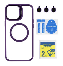 Чехол TPU+PC+Metal Stand Case with MagSafe and Camera Lenses для iPhone 12 Pro Max М'ята упаковка Dark Purple ma85207_220500 2020000506522