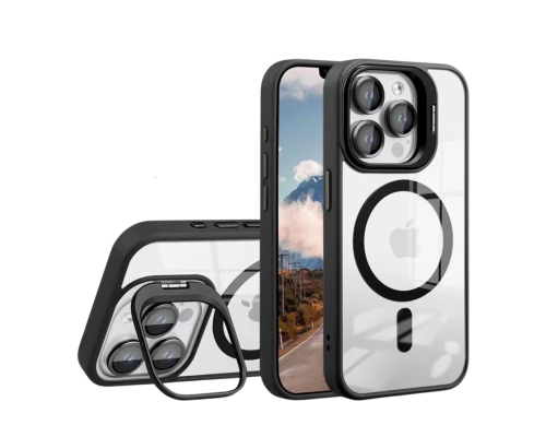 Чехол TPU+PC+Metal Stand Case with MagSafe and Camera Lenses для iPhone 12 Pro Max М'ята упаковка Dark Purple ma85207_220500 2020000506522