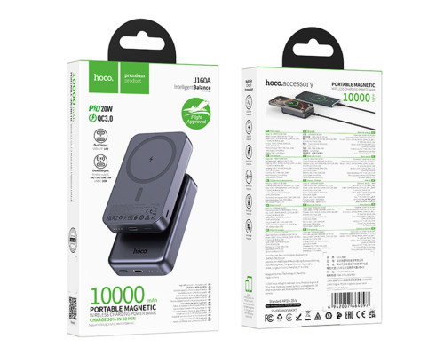 Універсальна Мобільна Батарея Power Bank Hoco J160A Original PD20W wireless magnetic 10000mAh Сірий ma38618_3867494