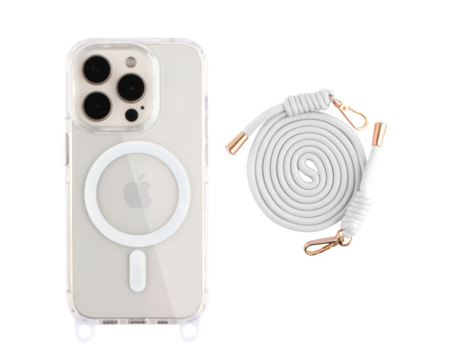 Чохол TPU+PC LanyardCase with MagSafe для iPhone 15 Pro М'ята упаковка White ma270912_713074 2020000519713