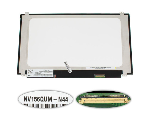 Матриця 15.6" NV156QUM-N44 (3840*2160, 40pin(eDP, 300cd/m2, 16.7M 72% NTSC, IPS), LED, SLIM(вертикальні вушка), матова, роз'єм справа внизу) для ноутбука NBB-104150