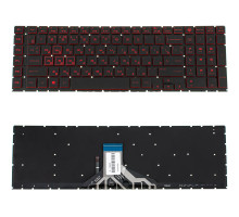 Клавіатура для ноутбука HP (Omen: 17-CB series ) rus, black, без фрейма, підсвічування клавіш(RED) NBB-109689