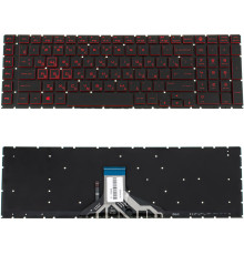 Клавіатура для ноутбука HP (Omen: 17-CB series ) rus, black, без фрейма, підсвічування клавіш(RED)