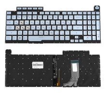 Клавиатура для ноутбука ASUS (G731GD, G731GT, G731GU) рус, серебристый, без рамки, подсветка клавиш (RGB 1) (ОРИГИНАЛ)