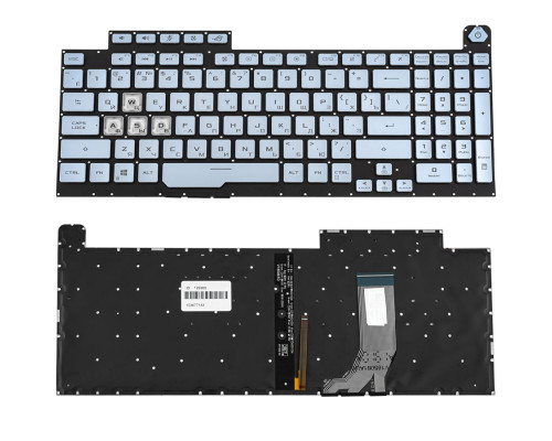 Клавиатура для ноутбука ASUS (G731GD, G731GT, G731GU) рус, серебристый, без рамки, подсветка клавиш (RGB 1) (ОРИГИНАЛ) NBB-128308