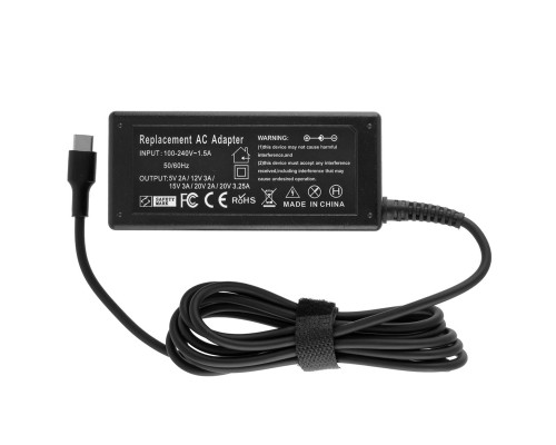 Блок живлення для ноутбука HP USB-C 65W (20V/3.25A, 15V/4.33A, 12V/3.75-5A, 10V/3.75A, 9V/3A, 5V/3A), USB3.1/Type-C/USB-C, (Replacement AC Adapter) black (без кабелю)